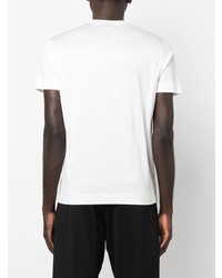 weißes besticktes T-Shirt mit einem Rundhalsausschnitt von Emporio Armani