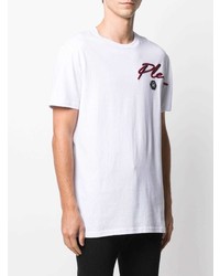 weißes besticktes T-Shirt mit einem Rundhalsausschnitt von Philipp Plein