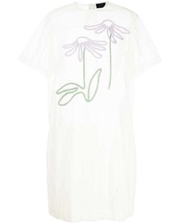 weißes besticktes T-Shirt mit einem Rundhalsausschnitt von Simone Rocha
