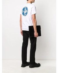 weißes besticktes T-Shirt mit einem Rundhalsausschnitt von Alexander McQueen