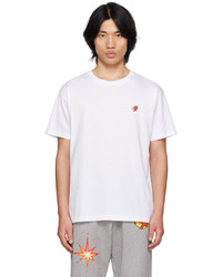 weißes besticktes T-Shirt mit einem Rundhalsausschnitt von Sky High Farm Workwear