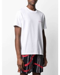 weißes besticktes T-Shirt mit einem Rundhalsausschnitt von Maison Labiche