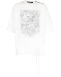 weißes besticktes T-Shirt mit einem Rundhalsausschnitt von SONGZIO