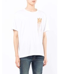 weißes besticktes T-Shirt mit einem Rundhalsausschnitt von Amiri