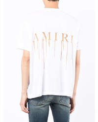 weißes besticktes T-Shirt mit einem Rundhalsausschnitt von Amiri