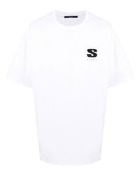 weißes besticktes T-Shirt mit einem Rundhalsausschnitt von Stampd
