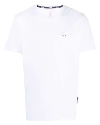weißes besticktes T-Shirt mit einem Rundhalsausschnitt von Sun 68