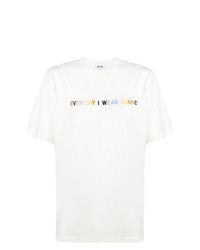 weißes besticktes T-Shirt mit einem Rundhalsausschnitt von Sunnei