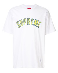weißes besticktes T-Shirt mit einem Rundhalsausschnitt von Supreme