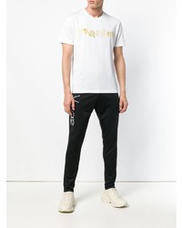 weißes besticktes T-Shirt mit einem Rundhalsausschnitt von Versace