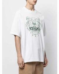 weißes besticktes T-Shirt mit einem Rundhalsausschnitt von Kenzo