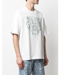 weißes besticktes T-Shirt mit einem Rundhalsausschnitt von Kenzo