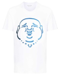 weißes besticktes T-Shirt mit einem Rundhalsausschnitt von True Religion