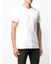 weißes besticktes T-Shirt mit einem Rundhalsausschnitt von Diesel Black Gold