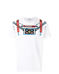 weißes besticktes T-Shirt mit einem Rundhalsausschnitt von Valentino