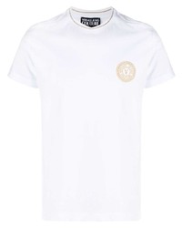 weißes besticktes T-Shirt mit einem Rundhalsausschnitt von VERSACE JEANS COUTURE