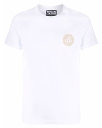 weißes besticktes T-Shirt mit einem Rundhalsausschnitt von VERSACE JEANS COUTURE