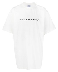 weißes besticktes T-Shirt mit einem Rundhalsausschnitt von Vetements