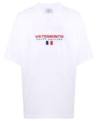 weißes besticktes T-Shirt mit einem Rundhalsausschnitt von Vetements