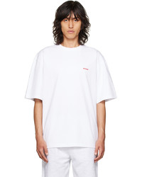 weißes besticktes T-Shirt mit einem Rundhalsausschnitt von We11done