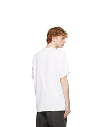 weißes besticktes T-Shirt mit einem Rundhalsausschnitt von Doublet