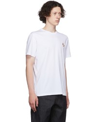 weißes besticktes T-Shirt mit einem Rundhalsausschnitt von MAISON KITSUNÉ