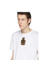 weißes besticktes T-Shirt mit einem Rundhalsausschnitt von Dolce and Gabbana