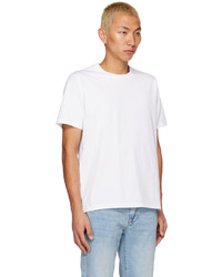 weißes besticktes T-Shirt mit einem Rundhalsausschnitt von Frame