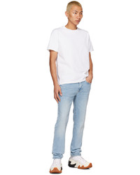 weißes besticktes T-Shirt mit einem Rundhalsausschnitt von Frame