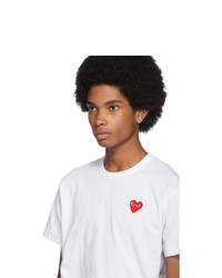 weißes besticktes T-Shirt mit einem Rundhalsausschnitt von Comme Des Garcons Play