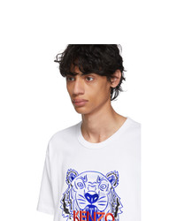 weißes besticktes T-Shirt mit einem Rundhalsausschnitt von Kenzo