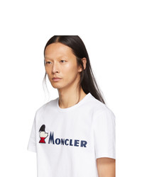 weißes besticktes T-Shirt mit einem Rundhalsausschnitt von Moncler