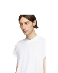 weißes besticktes T-Shirt mit einem Rundhalsausschnitt von Rick Owens DRKSHDW