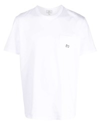 weißes besticktes T-Shirt mit einem Rundhalsausschnitt von Woolrich