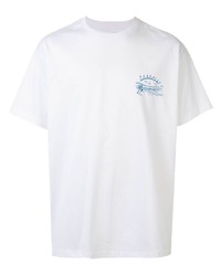 weißes besticktes T-Shirt mit einem Rundhalsausschnitt von Wooyoungmi