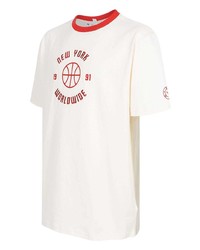 weißes besticktes T-Shirt mit einem Rundhalsausschnitt von Puma