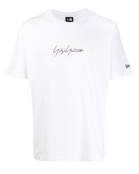 weißes besticktes T-Shirt mit einem Rundhalsausschnitt von Yohji Yamamoto