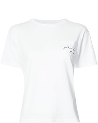 weißes besticktes T-shirt von Anine Bing