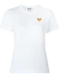 weißes besticktes T-shirt von Comme des Garcons