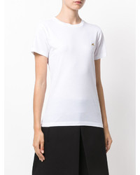 weißes besticktes T-shirt von Bella Freud