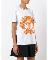 weißes besticktes T-shirt von Fendi