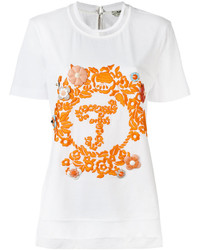 weißes besticktes T-shirt von Fendi