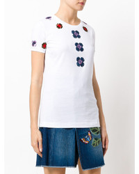 weißes besticktes T-shirt von Dolce & Gabbana