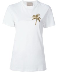 weißes besticktes T-shirt von Laneus