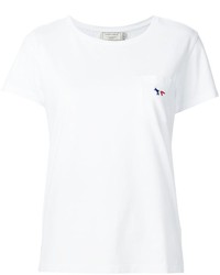 weißes besticktes T-shirt von MAISON KITSUNE