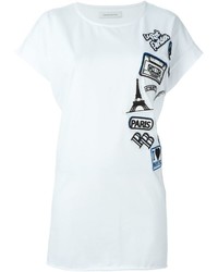 weißes besticktes T-shirt von PIERRE BALMAIN