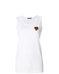 weißes besticktes Trägershirt von Dolce & Gabbana