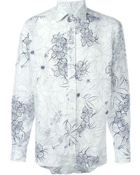 weißes Businesshemd mit Blumenmuster von Etro