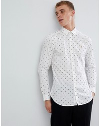 weißes Businesshemd mit Paisley-Muster von Farah Smart