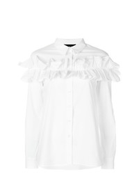 weißes Businesshemd mit Rüschen von Boutique Moschino